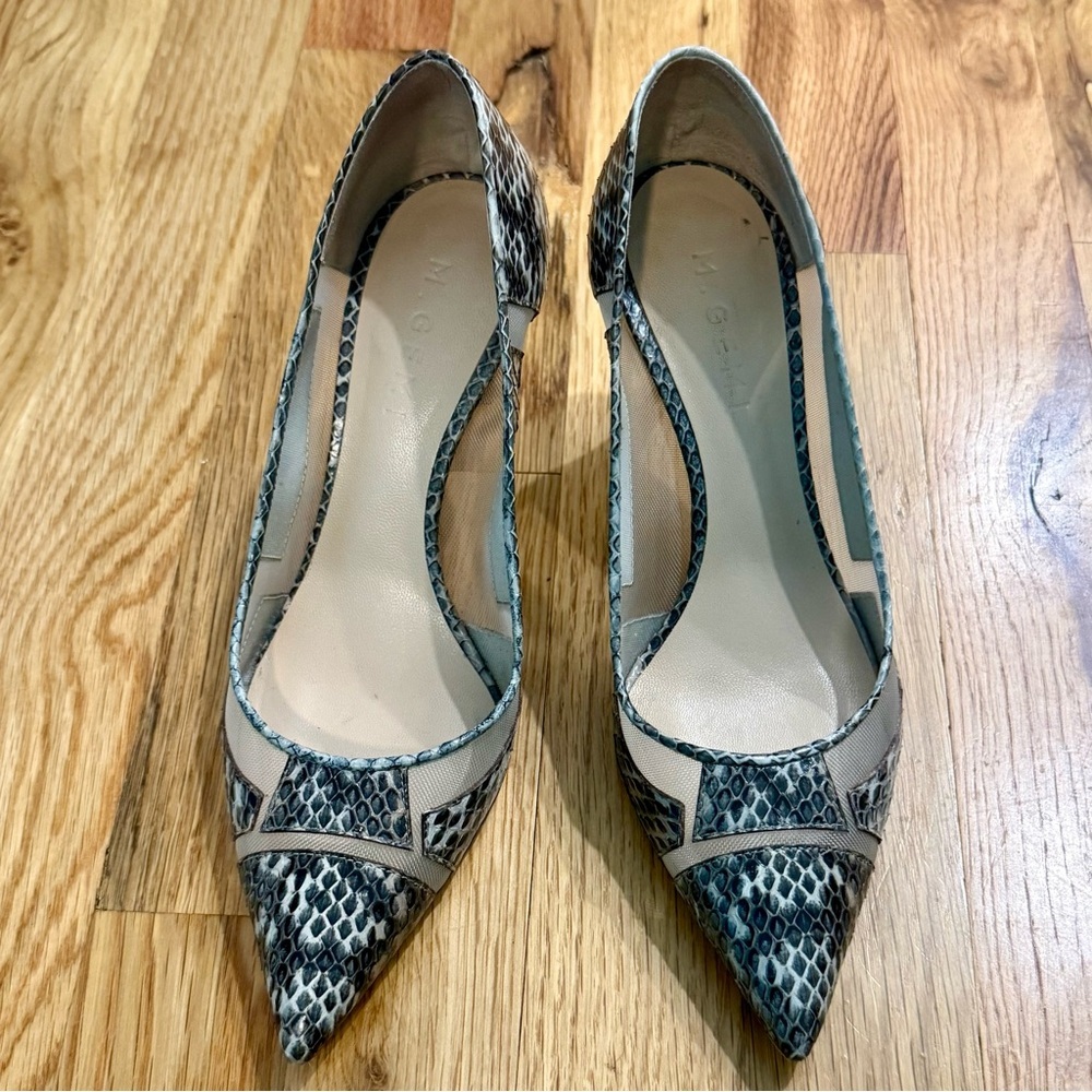 M. Gemi Snakeskin & Mesh Pointed Toe Pumps | Made in Italy | IT 36 / US 6 - Picture 2 of 7